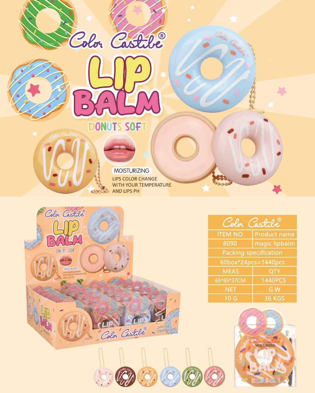 Donut Lip Gloss, Cute Doughnut Design Lip Blam, Makeup Travel Lip Balm Donut Lip Gloss, Cute Doughnut Design Lip Blam, Makeup Travel Lip Balm